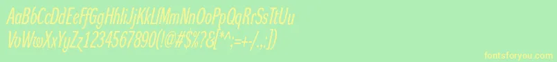 DynagroteskrxcItalic Font – Yellow Fonts on Green Background