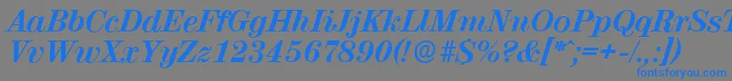 Шрифт ValenciaserialXboldItalic – синие шрифты на сером фоне