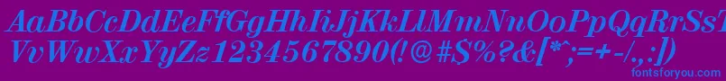 Шрифт ValenciaserialXboldItalic – синие шрифты на фиолетовом фоне