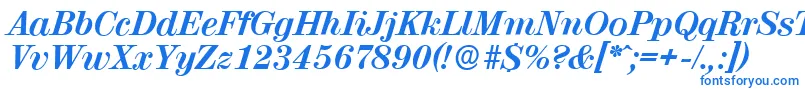 ValenciaserialXboldItalic-Schriftart – Blaue Schriften auf weißem Hintergrund