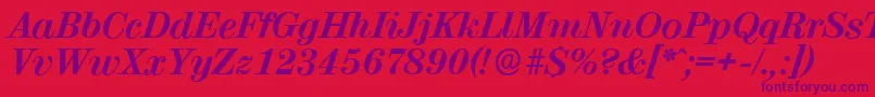 ValenciaserialXboldItalic Font – Purple Fonts on Red Background