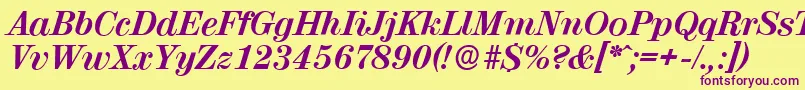 ValenciaserialXboldItalic Font – Purple Fonts on Yellow Background