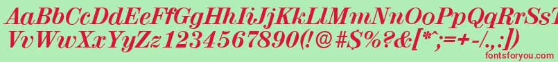 ValenciaserialXboldItalic Font – Red Fonts on Green Background
