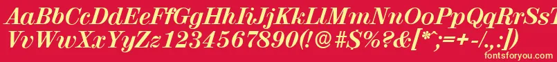 フォントValenciaserialXboldItalic – 黄色の文字、赤い背景