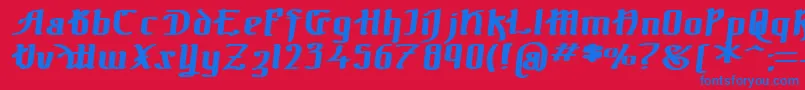 フォントTheBlackBlocBoldItalic – 赤い背景に青い文字