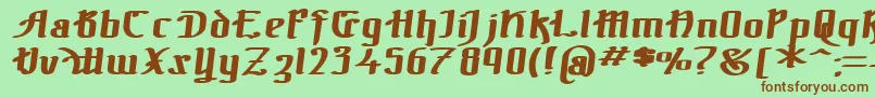 フォントTheBlackBlocBoldItalic – 緑の背景に茶色のフォント