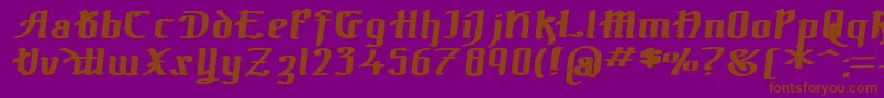 フォントTheBlackBlocBoldItalic – 紫色の背景に茶色のフォント