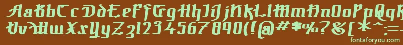 フォントTheBlackBlocBoldItalic – 緑色の文字が茶色の背景にあります。