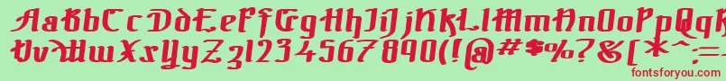 TheBlackBlocBoldItalic-Schriftart – Rote Schriften auf grünem Hintergrund
