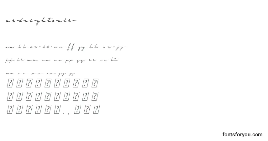 Czcionka MidnightCali – alfabet, cyfry, specjalne znaki