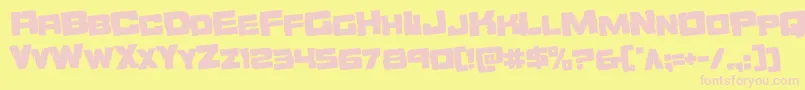 Orecrusherrotate-fontti – vaaleanpunaiset fontit keltaisella taustalla