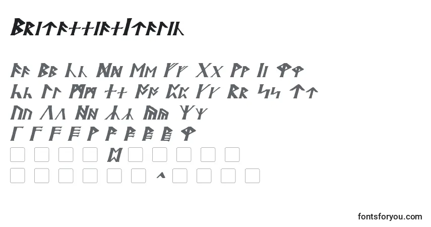 Schriftart BritannianItalic – Alphabet, Zahlen, spezielle Symbole