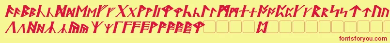 フォントBritannianItalic – 赤い文字の黄色い背景