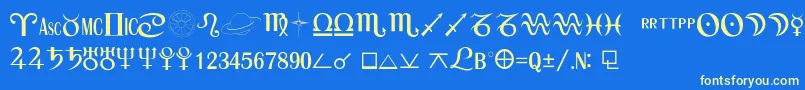 フォントCastiSemibold – 黄色の文字、青い背景