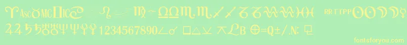 フォントCastiSemibold – 黄色の文字が緑の背景にあります