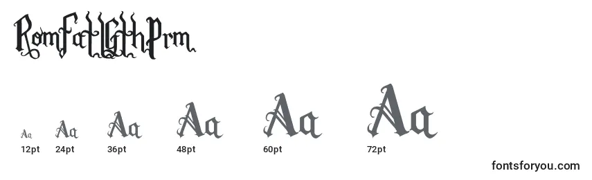 sizes of romfatlgthprm font, romfatlgthprm sizes