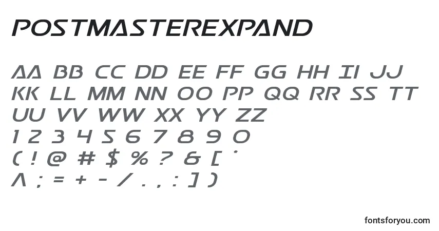 characters of postmasterexpand font, letter of postmasterexpand font, alphabet of  postmasterexpand font