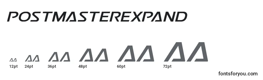 sizes of postmasterexpand font, postmasterexpand sizes