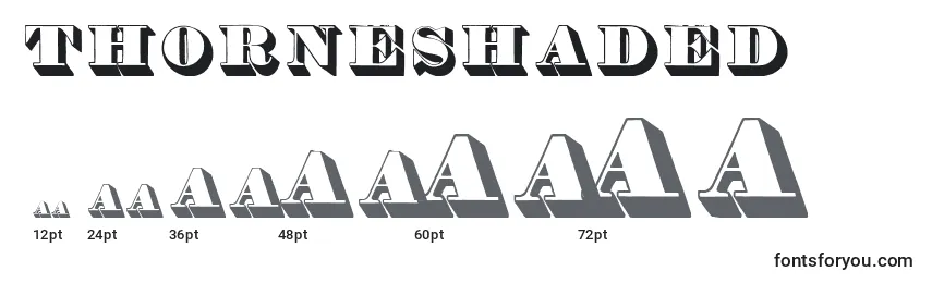 sizes of thorneshaded font, thorneshaded sizes