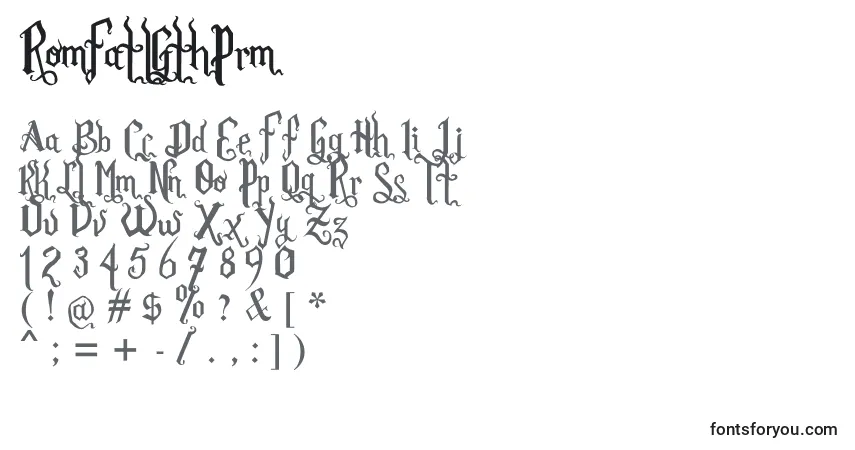 RomFatlGthPrm Font – alphabet, numbers, special characters