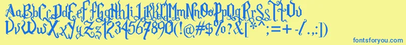 RomFatlGthPrm Font – Blue Fonts on Yellow Background