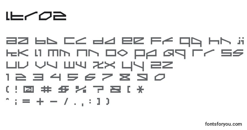 A fonte Ltr02 – alfabeto, números, caracteres especiais