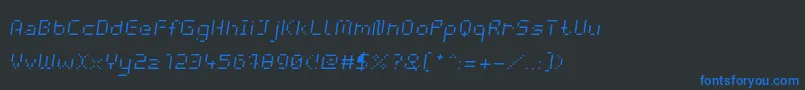 Fonte WebpixelBitmapLightItalic – fontes azuis em um fundo preto