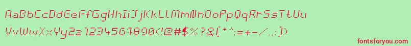 フォントWebpixelBitmapLightItalic – 赤い文字の緑の背景