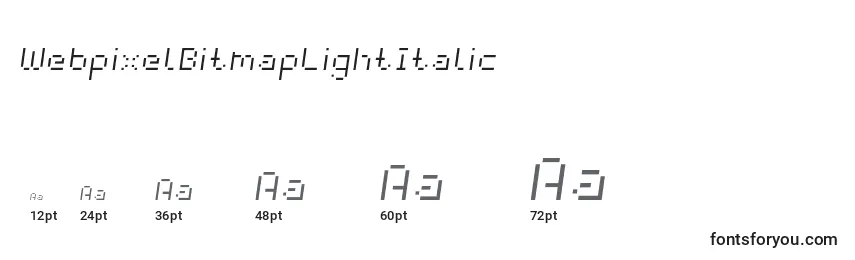Размеры шрифта WebpixelBitmapLightItalic