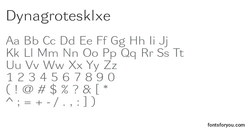 A fonte Dynagrotesklxe – alfabeto, números, caracteres especiais