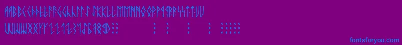 フォントRunic ffy – 紫色の背景に青い文字