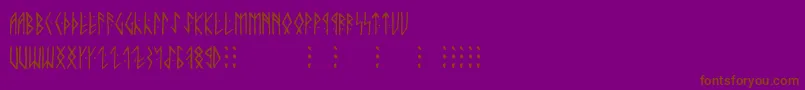 Runic ffy-Schriftart – Braune Schriften auf violettem Hintergrund