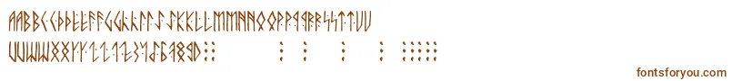 Runic ffy-Schriftart – Braune Schriften auf weißem Hintergrund