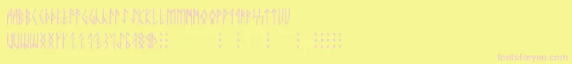 Runic ffy-Schriftart – Rosa Schriften auf gelbem Hintergrund