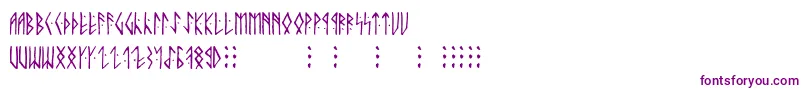 Runic ffy-Schriftart – Violette Schriften auf weißem Hintergrund