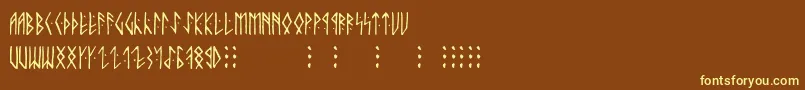 Runic ffy-fontti – keltaiset fontit ruskealla taustalla