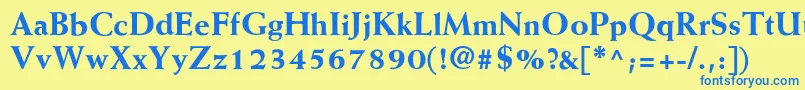 フォントWeissExtrabold – 青い文字が黄色の背景にあります。