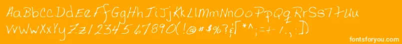 Lehn058-Schriftart – Weiße Schriften auf orangefarbenem Hintergrund