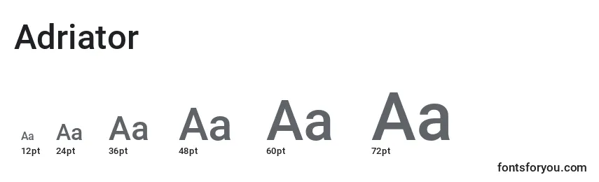 Размеры шрифта Adriator