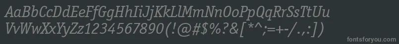 フォントOfficinaSerifItcTtBookita – 黒い背景に灰色の文字