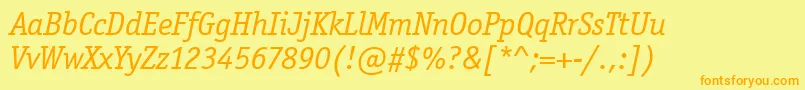 OfficinaSerifItcTtBookita Font – Orange Fonts on Yellow Background