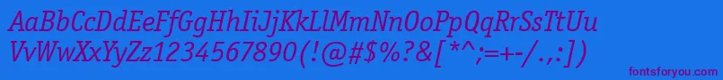 OfficinaSerifItcTtBookita-Schriftart – Violette Schriften auf blauem Hintergrund