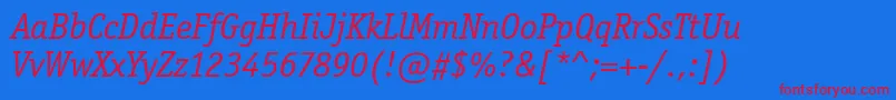 OfficinaSerifItcTtBookita Font – Red Fonts on Blue Background
