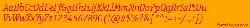 OfficinaSerifItcTtBookita Font – Red Fonts on Orange Background