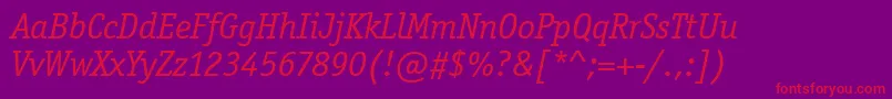 OfficinaSerifItcTtBookita Font – Red Fonts on Purple Background