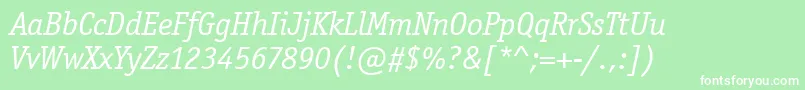 OfficinaSerifItcTtBookita Font – White Fonts on Green Background