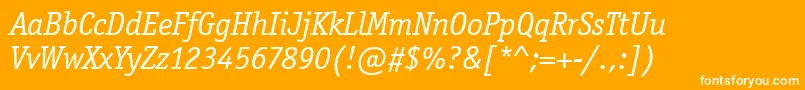 OfficinaSerifItcTtBookita Font – White Fonts on Orange Background