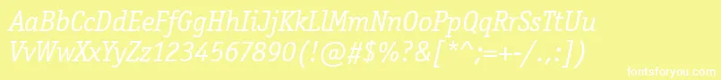 OfficinaSerifItcTtBookita Font – White Fonts on Yellow Background