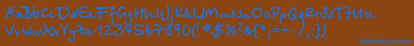 Bts55C-Schriftart – Blaue Schriften auf braunem Hintergrund