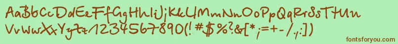 Czcionka Bts55C – brązowe czcionki na zielonym tle
